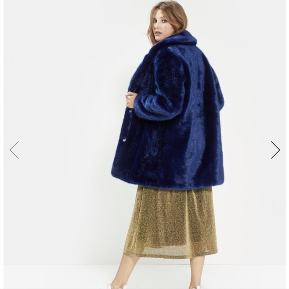 NWOT MSCH Copenhagen Blue Lora Fairy Faux Fur Coat Size XS/S - Picture 3 of 9